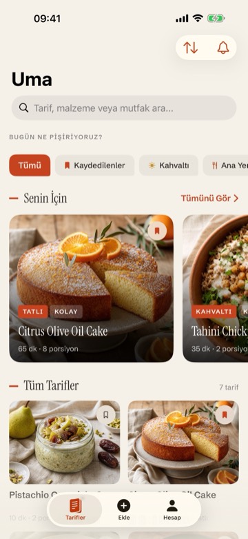 iPhone'da Uma! tarif kütüphanesi